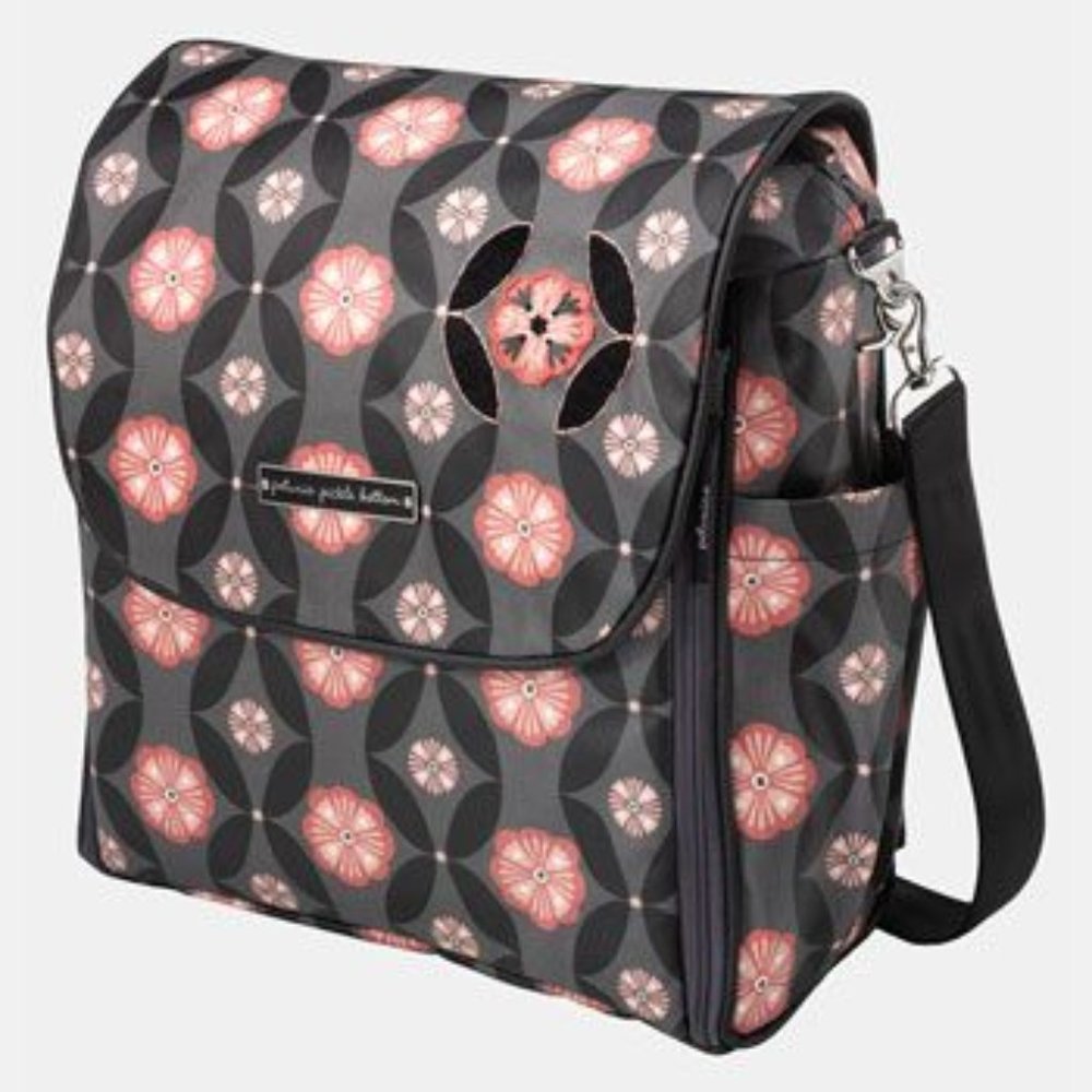 Petunia Pickle Bottom Boxy Glazed Backpack Diaper Bag - Pink, Black, Grey Floral